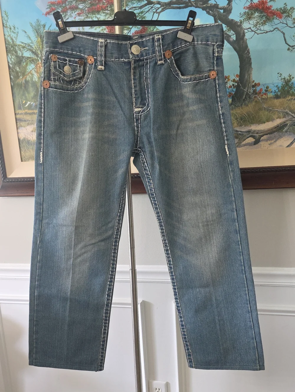 True Religion Relaxed Light Blue Faded Jeans
